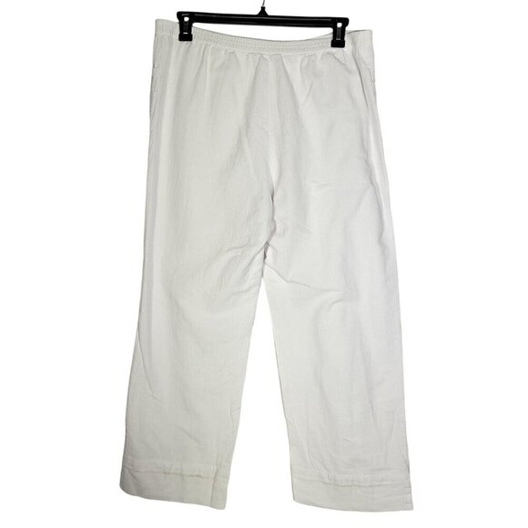 Soft Surroundings Women's White Textured Pull on High Rise Wide Leg Pants Size L - Picture 6 of 8